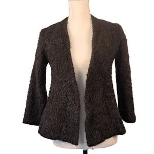Vintage PETER COHEN M‎ Open Front Short Knit Jacket Cardigan Alpaca 3/4 Sleeve